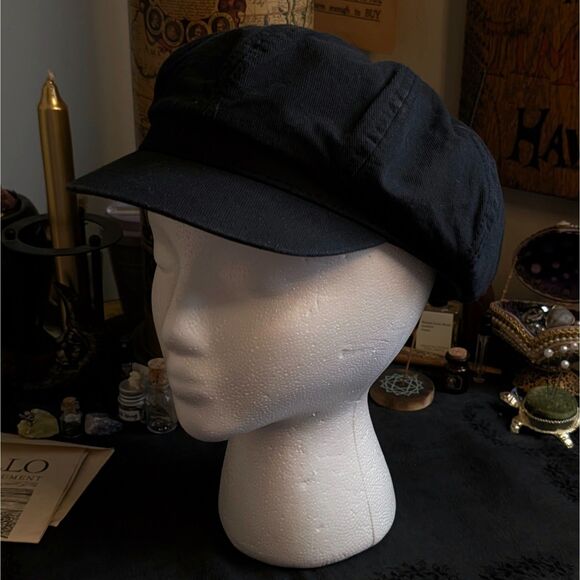 Newsboy Flat Cap Hat Unisex Small Solid Black - Picture 1 of 4